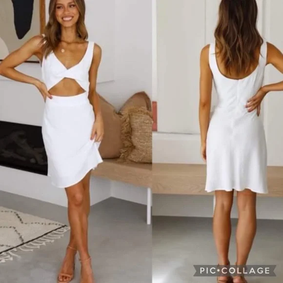 Petal & Pup White Front Twist Cutout Mini Dress - Picture 3 of 6